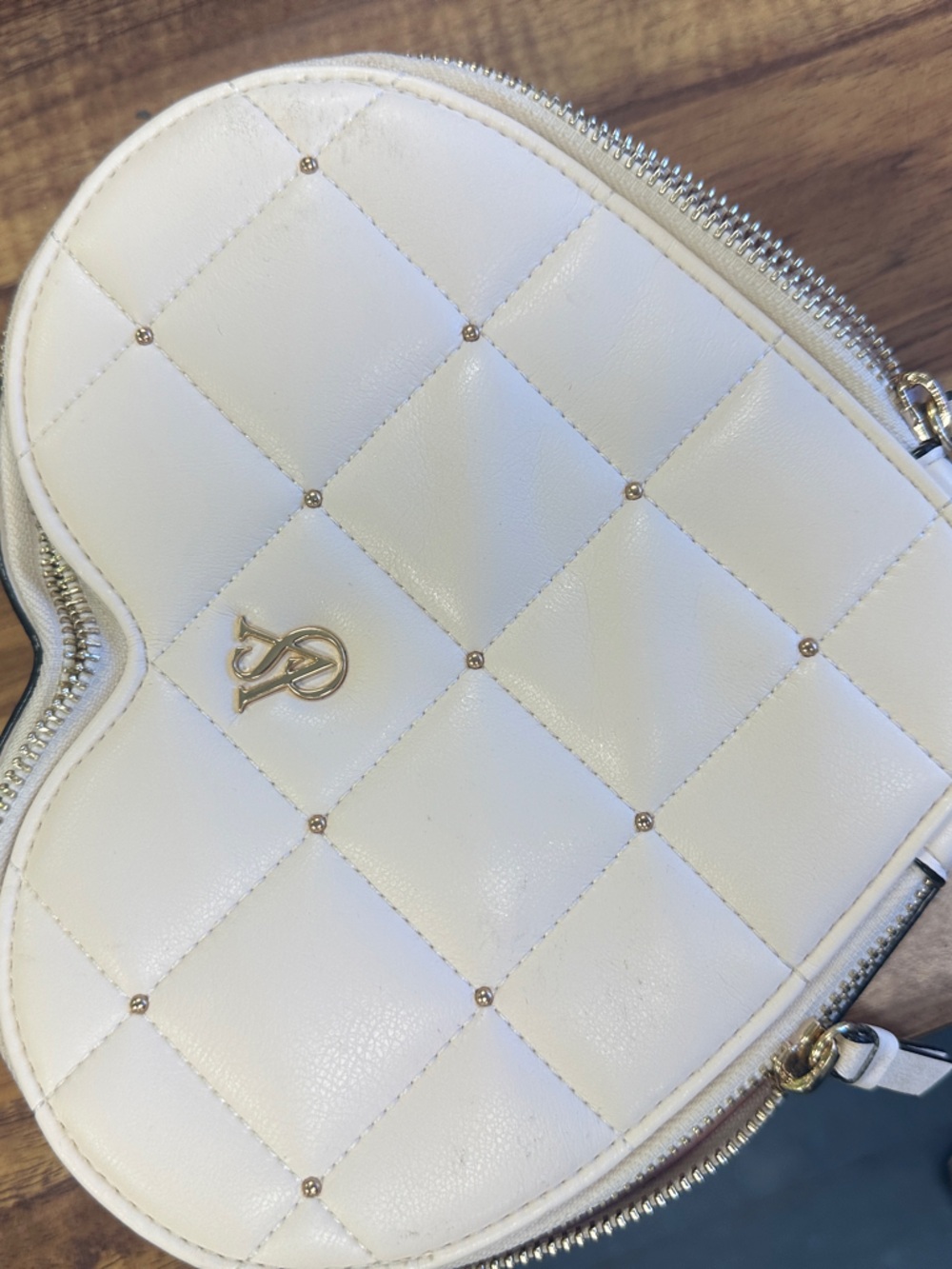 Victoria's Secret Quilted Heart Crossbody Bag in Cream